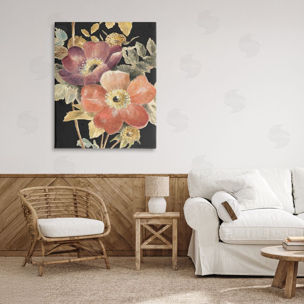 Lanie Loreth Vintage Flower Pair on Dark Printed Wall Art in Room