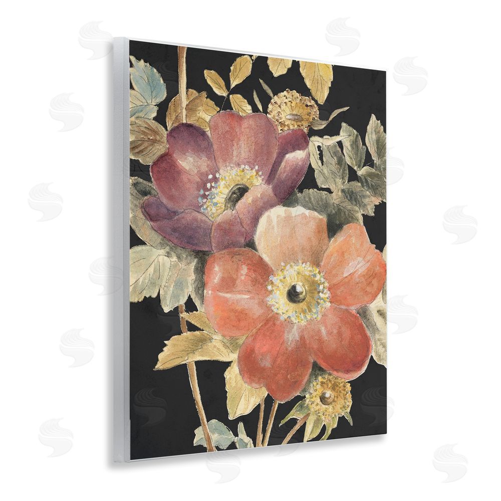 Lanie Loreth Vintage Flower Pair on Dark Wall Plaque Art Print