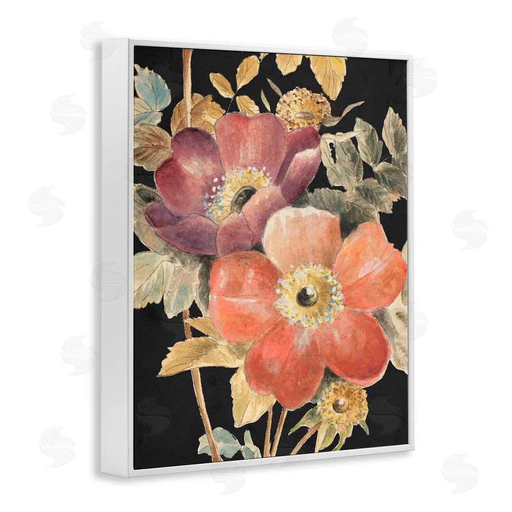Lanie Loreth Vintage Flower Pair on Dark White Frame Giclee Art Print