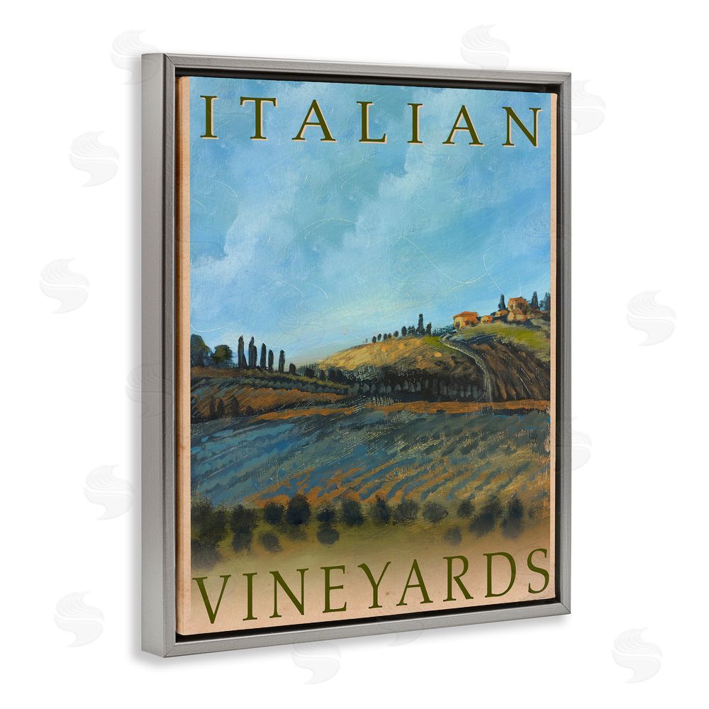 Sundance Graphics Italian Vineyards Vintage Poster Gray Floating Frame Canvas Wall Art Print