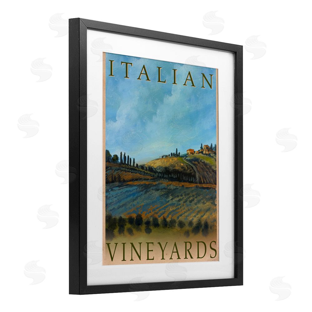 Sundance Graphics Italian Vineyards Vintage Poster Black Framed Print Under Glass Wall Art