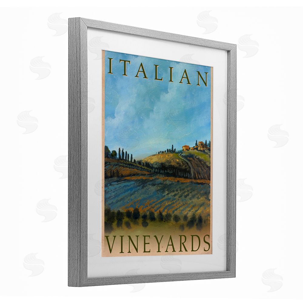 Sundance Graphics Italian Vineyards Vintage Poster Gray Framed Print Under Glass Wall Art