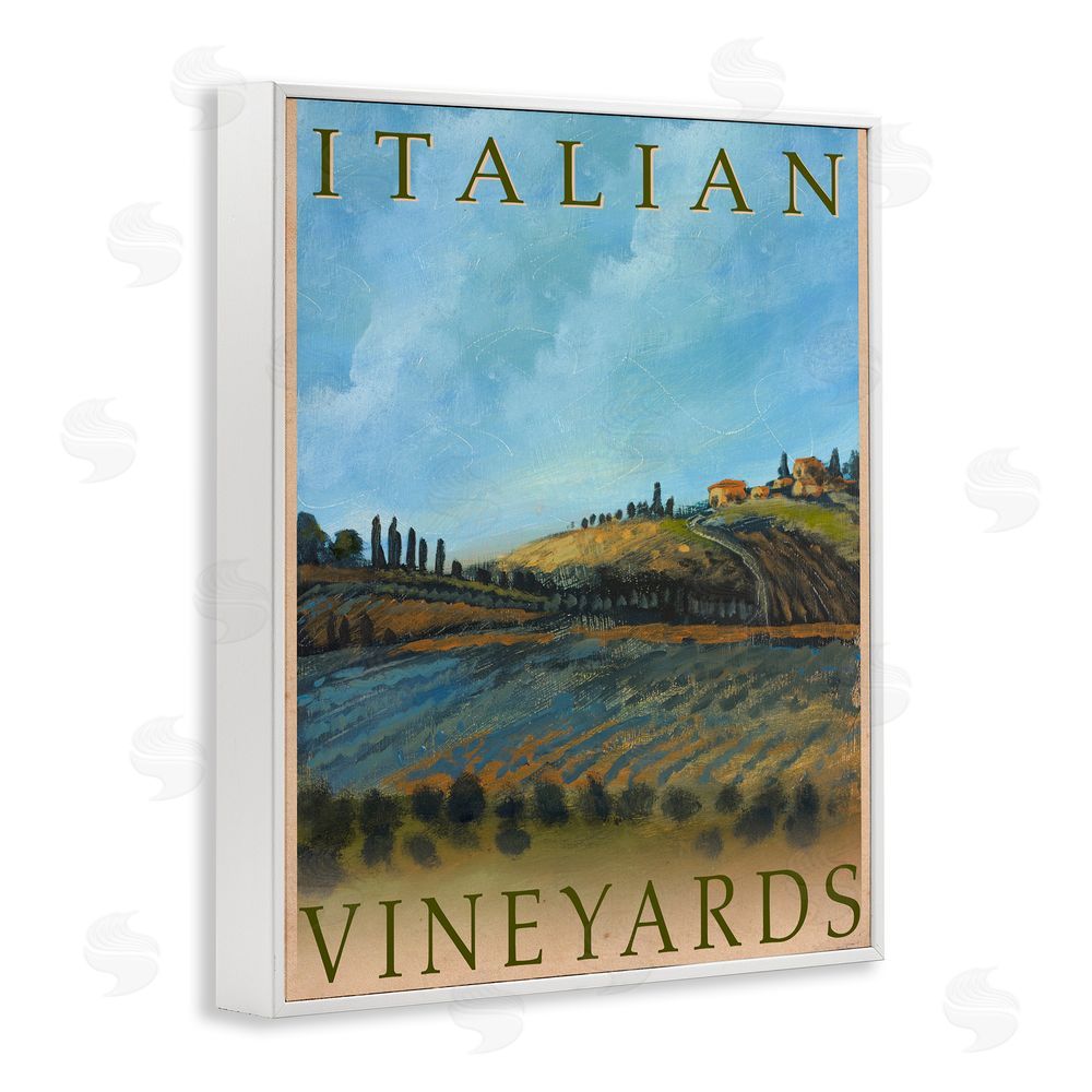 Sundance Graphics Italian Vineyards Vintage Poster White Framed Giclee Wall Art Print