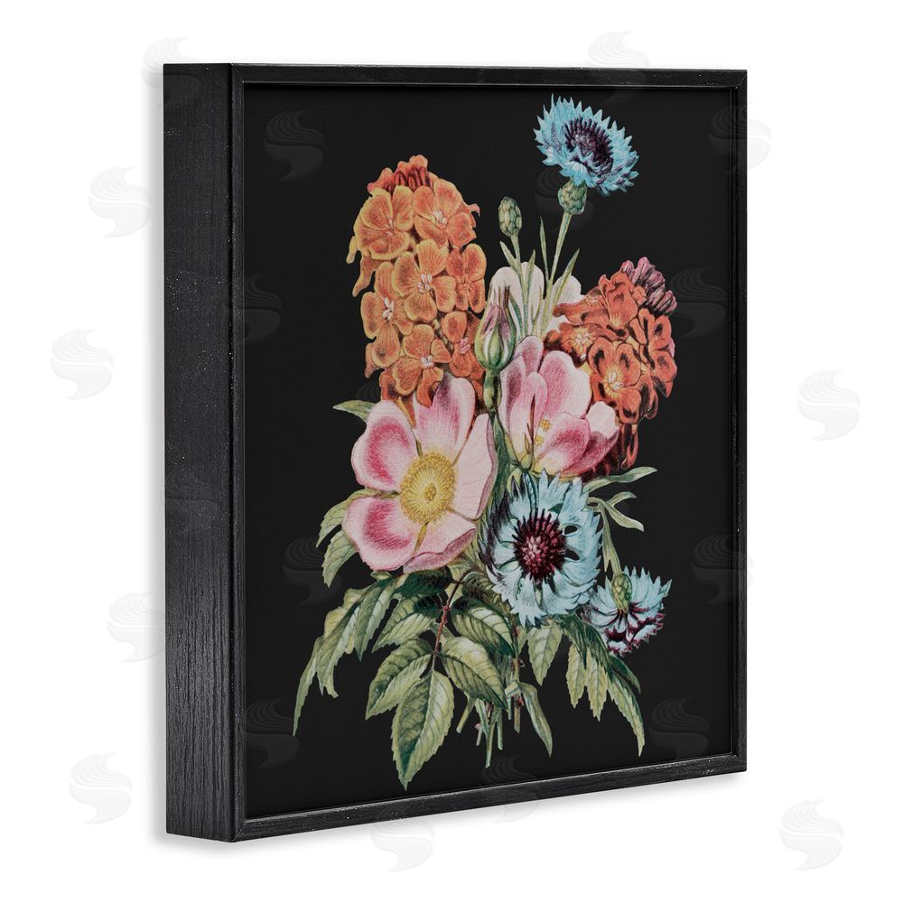 Dan Meneely Vintage Bouquet Study over Black Black Framed Giclee Wall Art Print