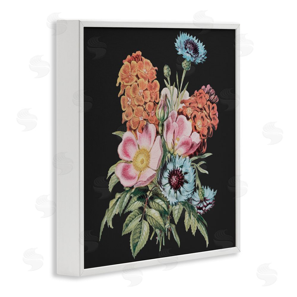 Dan Meneely Vintage Bouquet Study over Black White Framed Giclee Wall Art Print