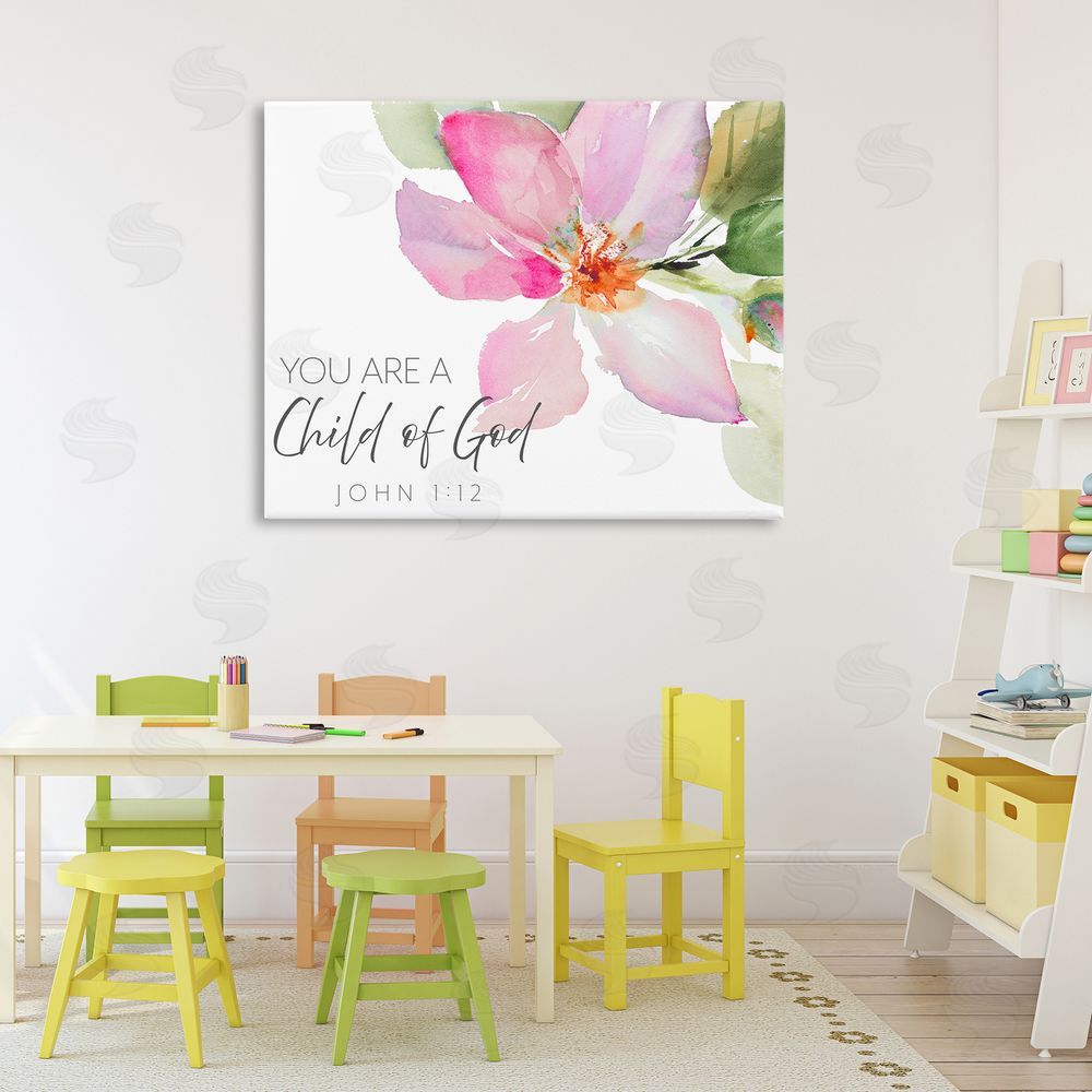 Sundance Graphics Child Of God Pink Flower Canvas Wall Art Print in Room