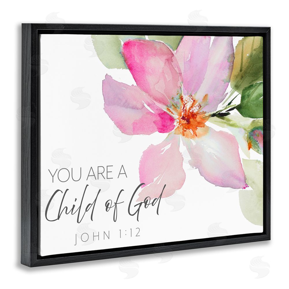 Sundance Graphics Child Of God Pink Flower Black Floating Frame Canvas Wall Art Print