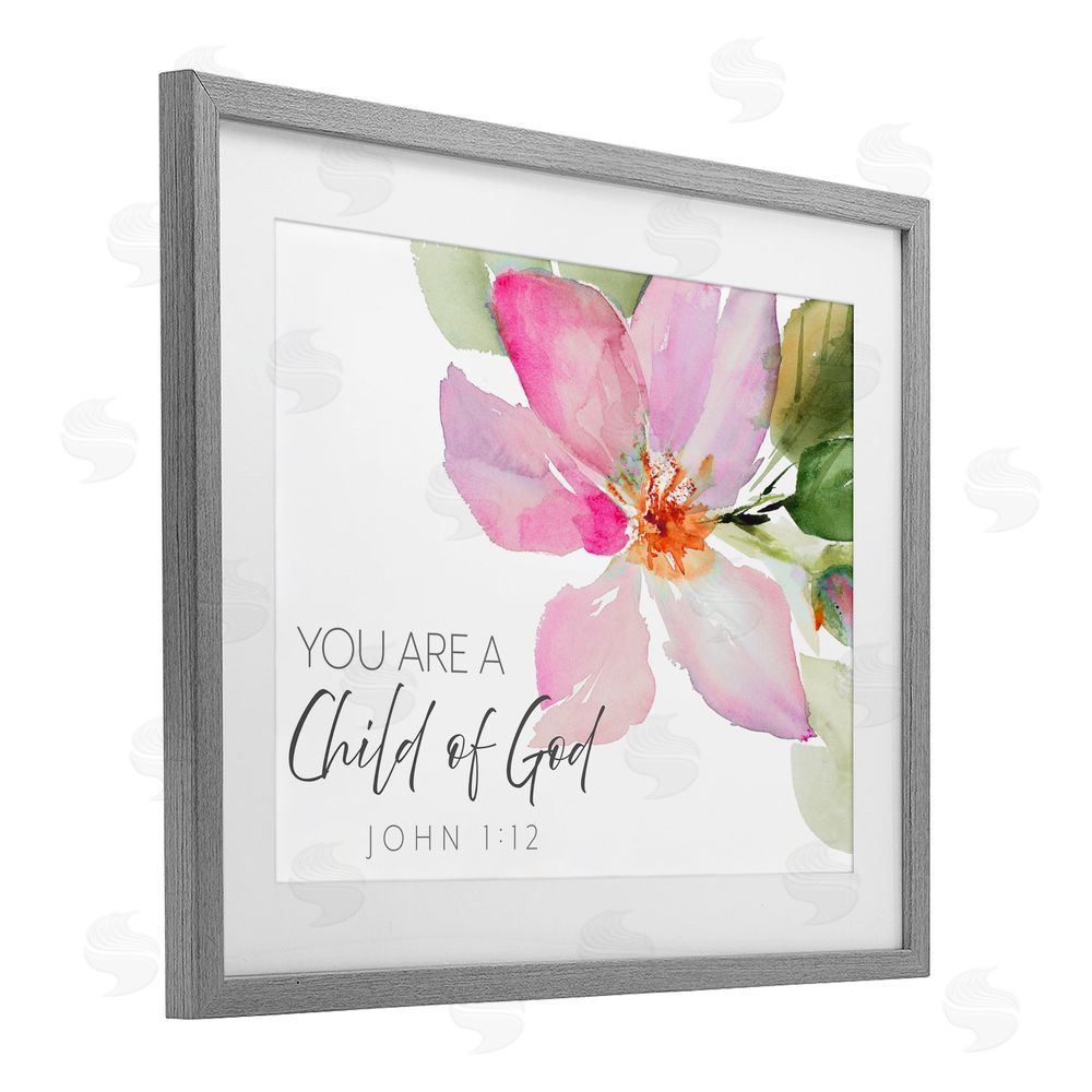 Sundance Graphics Child Of God Pink Flower Gray Framed Print Under Glass Wall Art