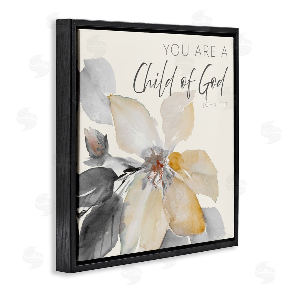 Sundance Graphics Child Of God Flower Black Floating Frame Canvas Wall Art Print