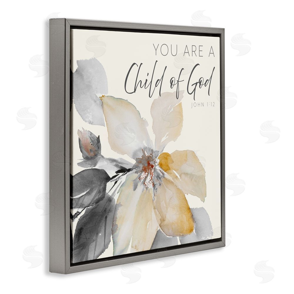 Sundance Graphics Child Of God Flower Gray Floating Frame Canvas Wall Art Print