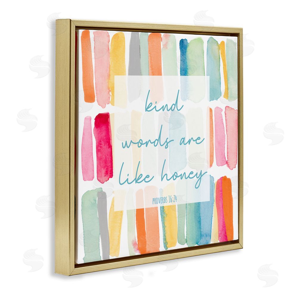 Sundance Graphics Kind Words Are Like Honey Gold Floating Frame Canvas Wall Art Print