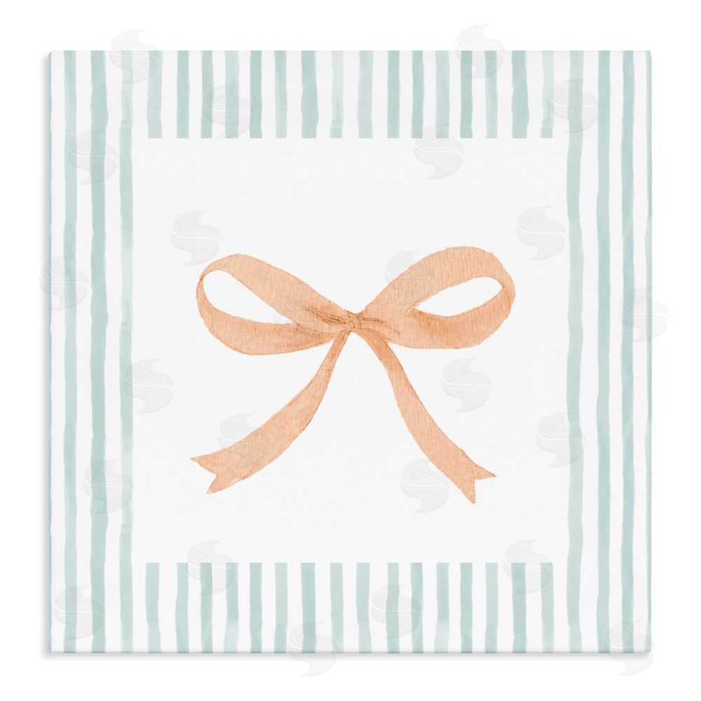 Sundance Graphics Orange Bow with Stripe Border Canvas Wall Art Print