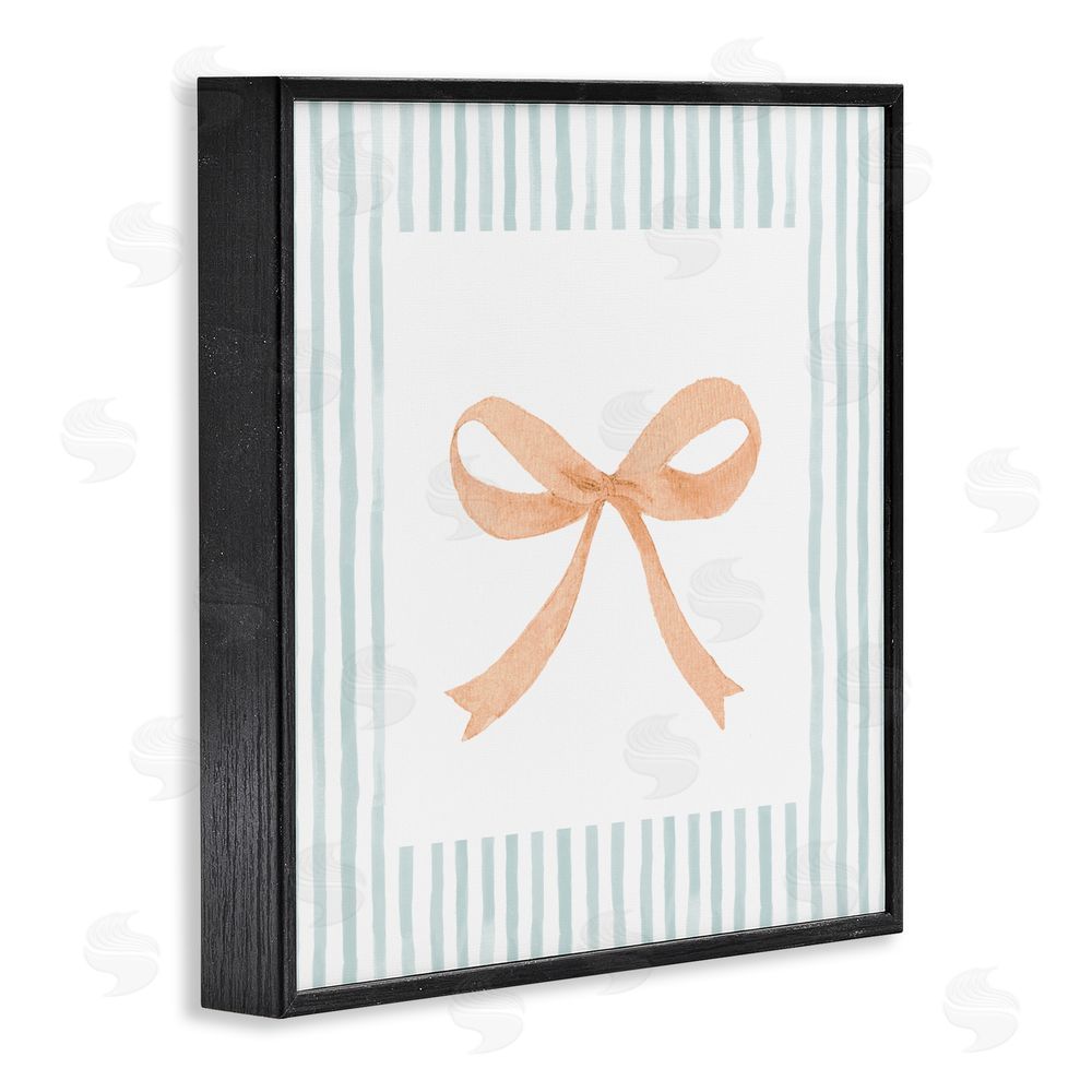 Patricia Pinto Orange Bow with Stripe Border Black Framed Giclee Wall Art Print