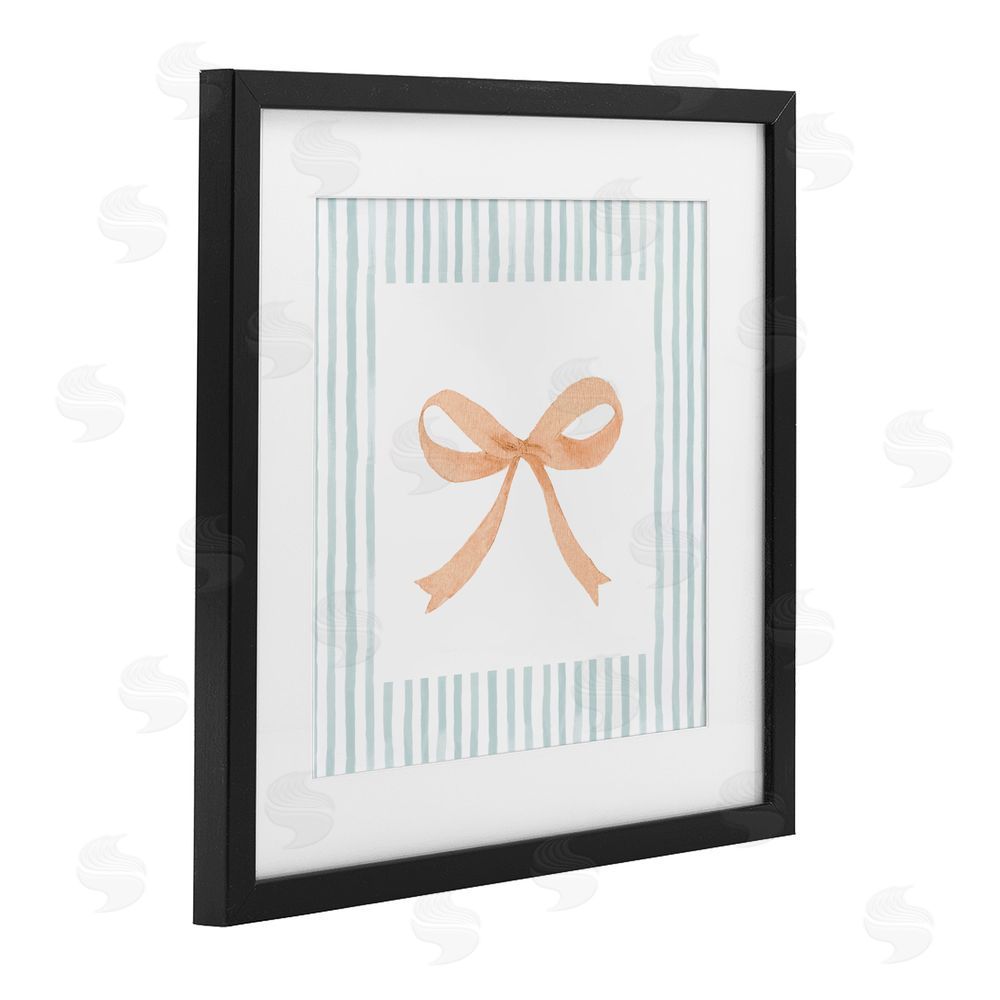 Patricia Pinto Orange Bow with Stripe Border Black Framed Print Under Glass Wall Art