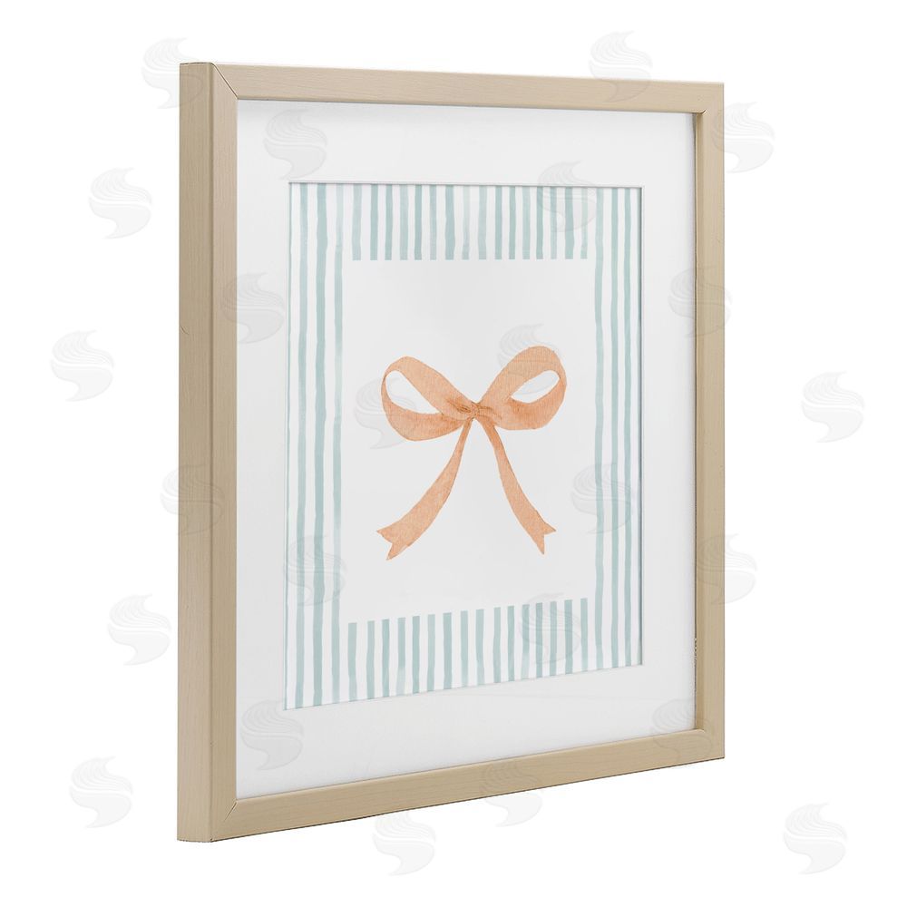 Patricia Pinto Orange Bow with Stripe Border Birch Framed Print Under Glass Wall Art