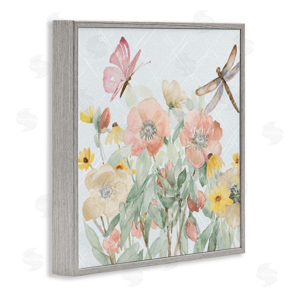 Sundance Graphics Garden Joy with Insects Gray Framed Giclee Wall Art Print