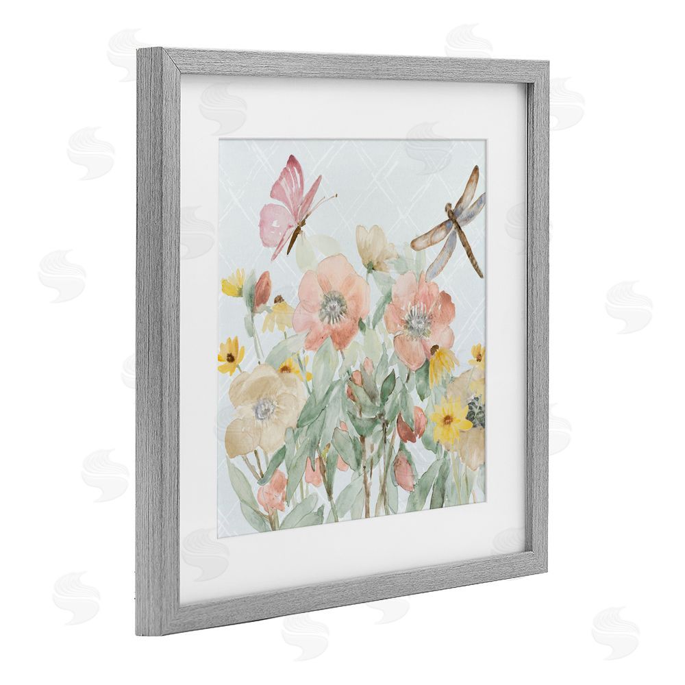 Sundance Graphics Garden Joy with Insects Gray Framed Print Under Glass Wall Art