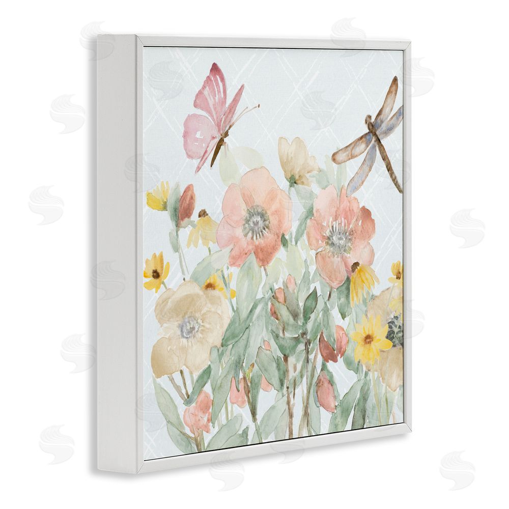 Sundance Graphics Garden Joy with Insects White Framed Giclee Wall Art Print