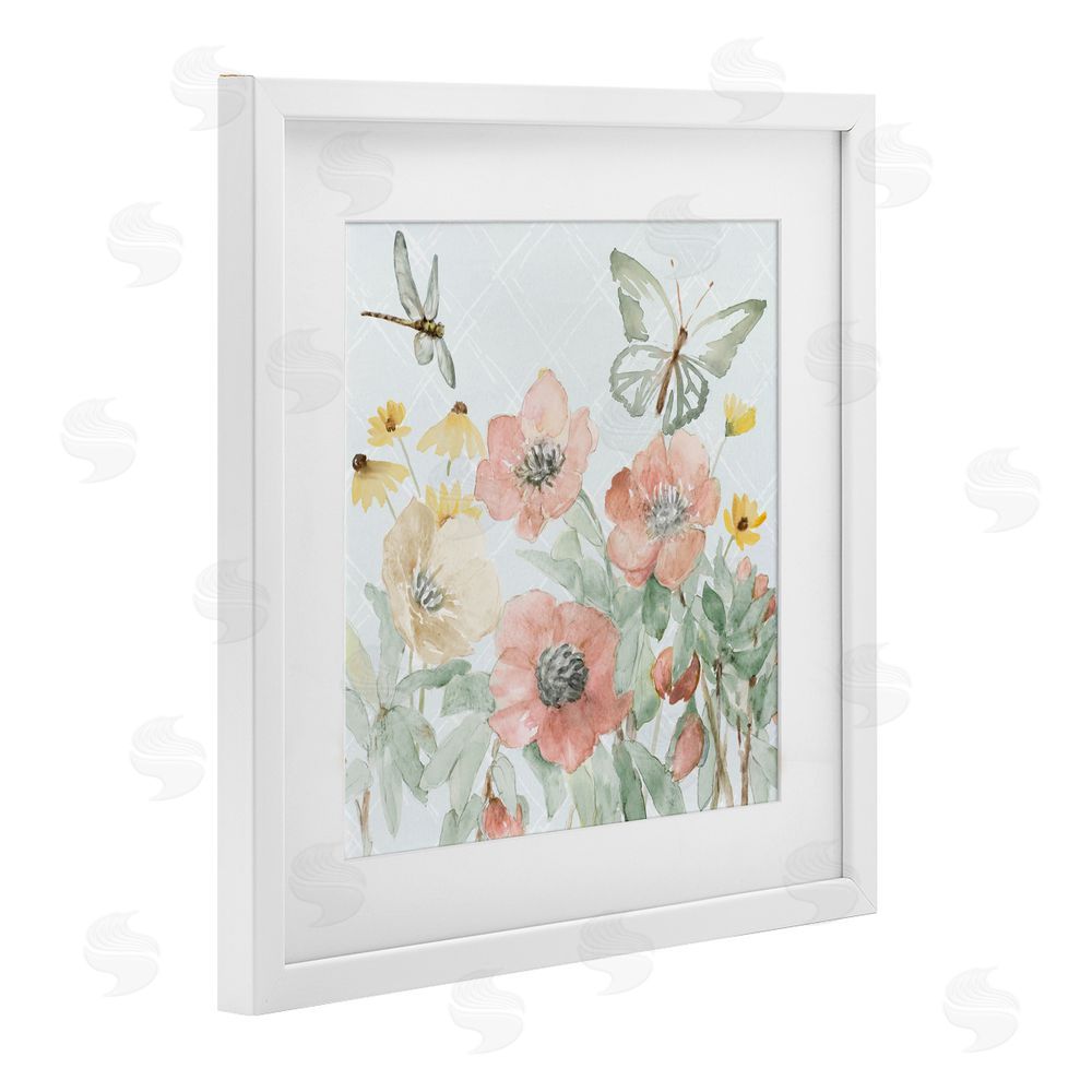 Sundance Graphics Garden Joy Butterflies White Framed Print Under Glass Wall Art