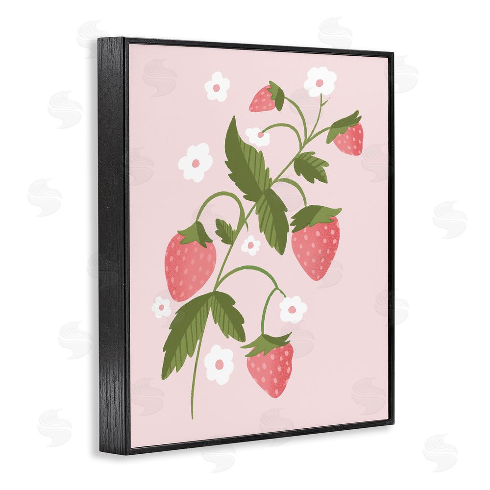 Sundance Graphics Pastel Strawberries Branch Black Framed Giclee Wall Art Print