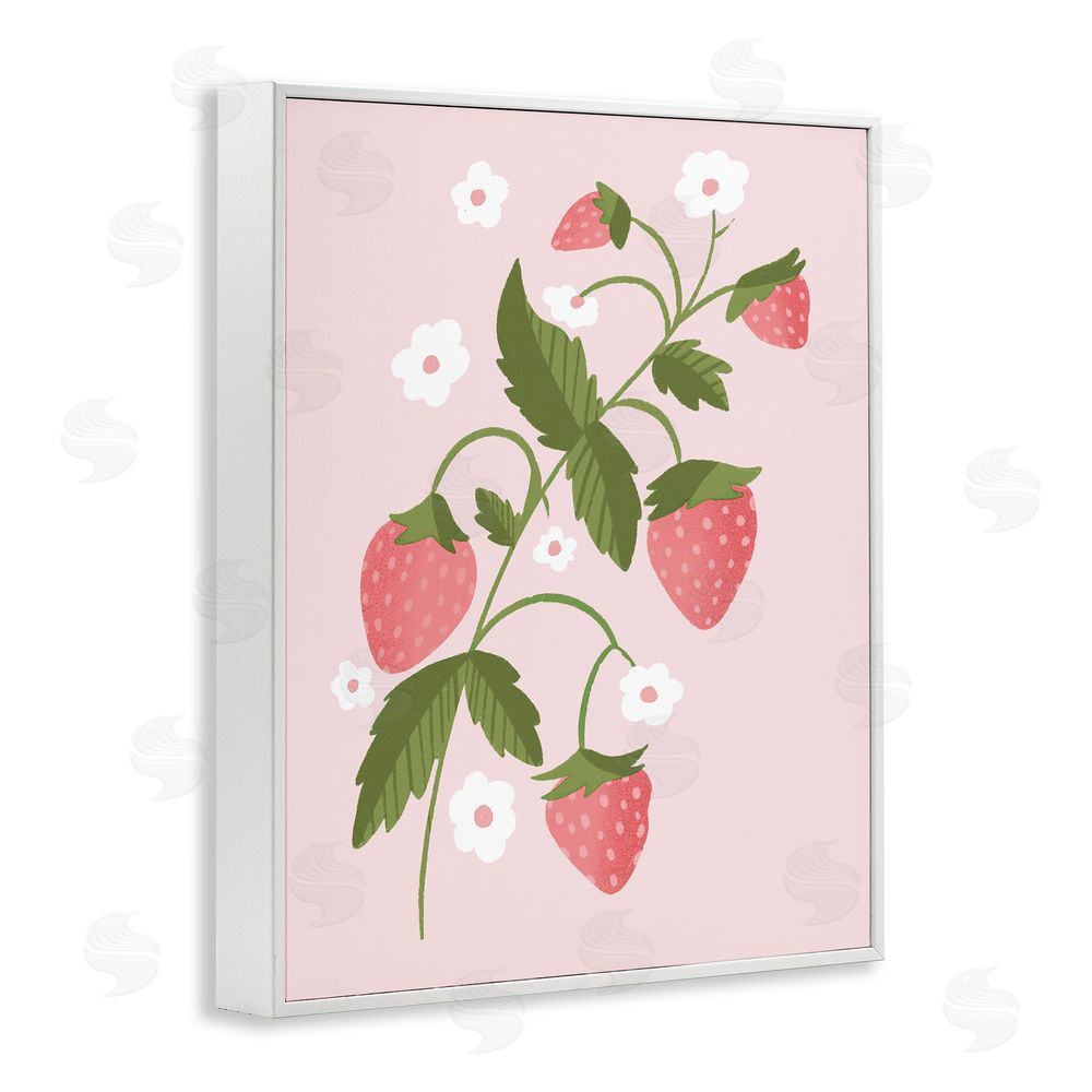 Sundance Graphics Pastel Strawberries Branch White Framed Giclee Wall Art Print
