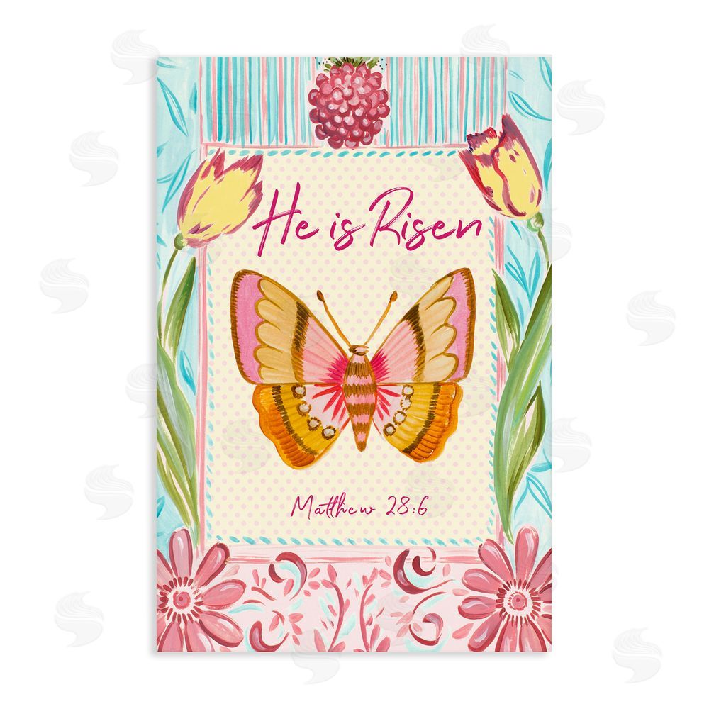 Sundance Graphics He Is Risen with Butterfly Canvas Wall Art Print