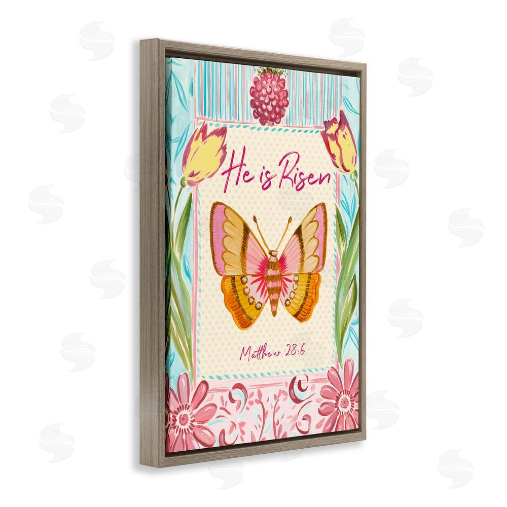 Sundance Graphics He Is Risen with Butterfly Brown Floating Frame Canvas Wall Art Print