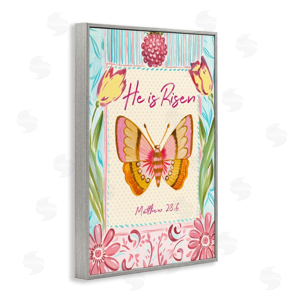 Sundance Graphics He Is Risen with Butterfly Gray Framed Giclee Wall Art Print