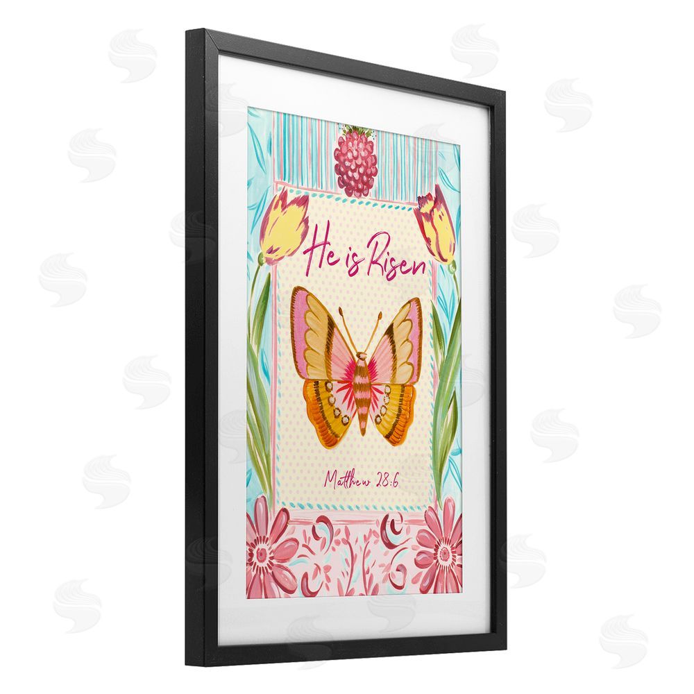 Sundance Graphics He Is Risen with Butterfly Black Framed Print Under Glass Wall Art