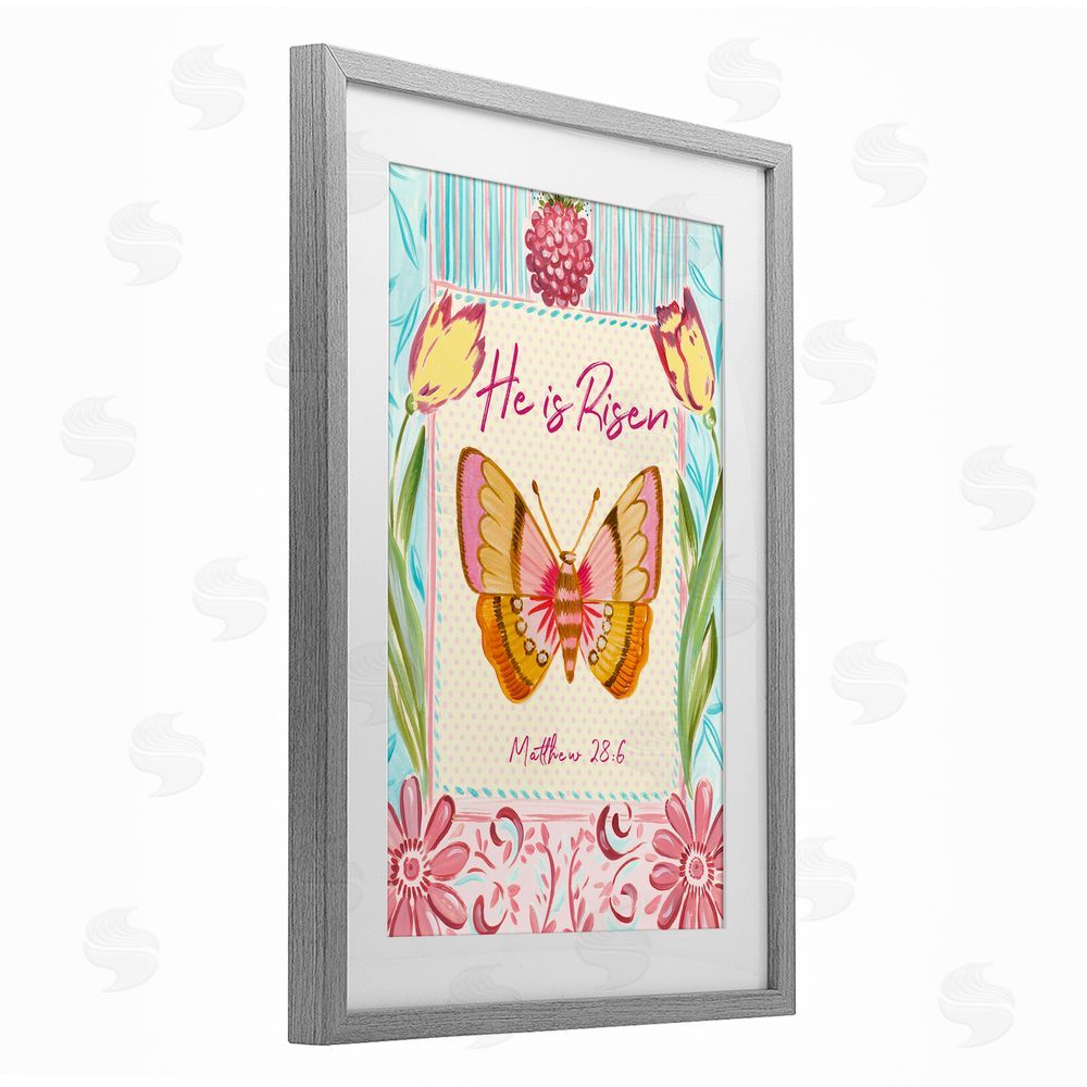 Sundance Graphics He Is Risen with Butterfly Gray Framed Print Under Glass Wall Art