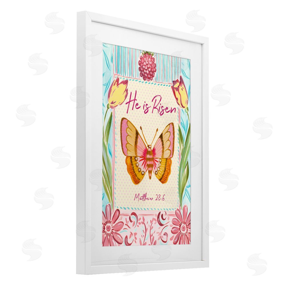 Sundance Graphics He Is Risen with Butterfly White Framed Print Under Glass Wall Art