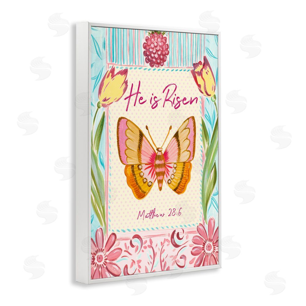 Sundance Graphics He Is Risen with Butterfly White Framed Giclee Wall Art Print