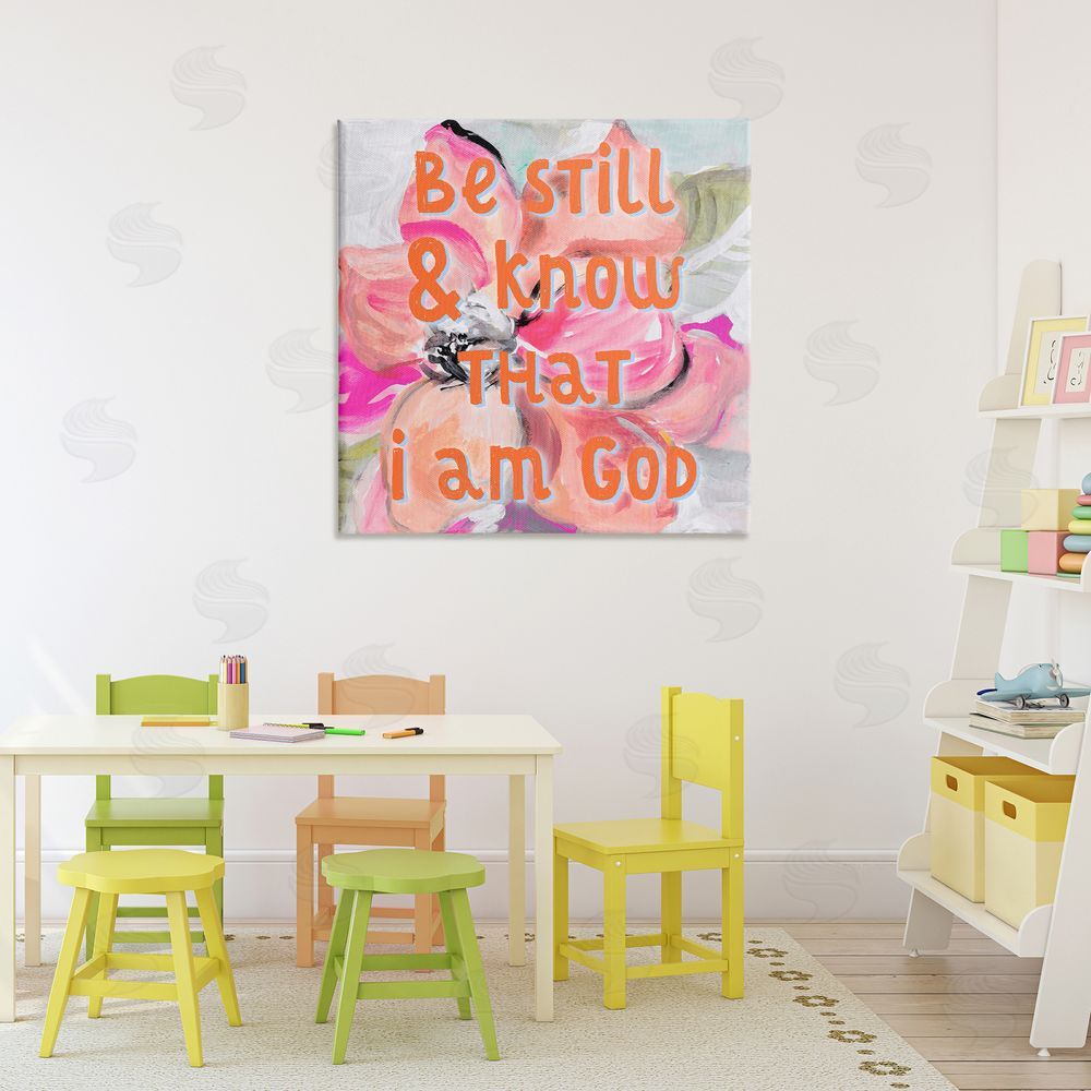Sundance Graphics Bright Be Still Scripture Canvas Wall Art Print in Room