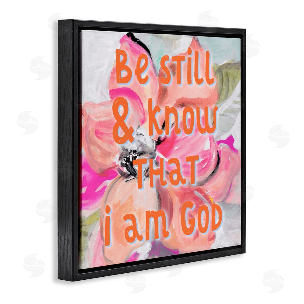 Sundance Graphics Bright Be Still Scripture Black Floating Frame Canvas Wall Art Print