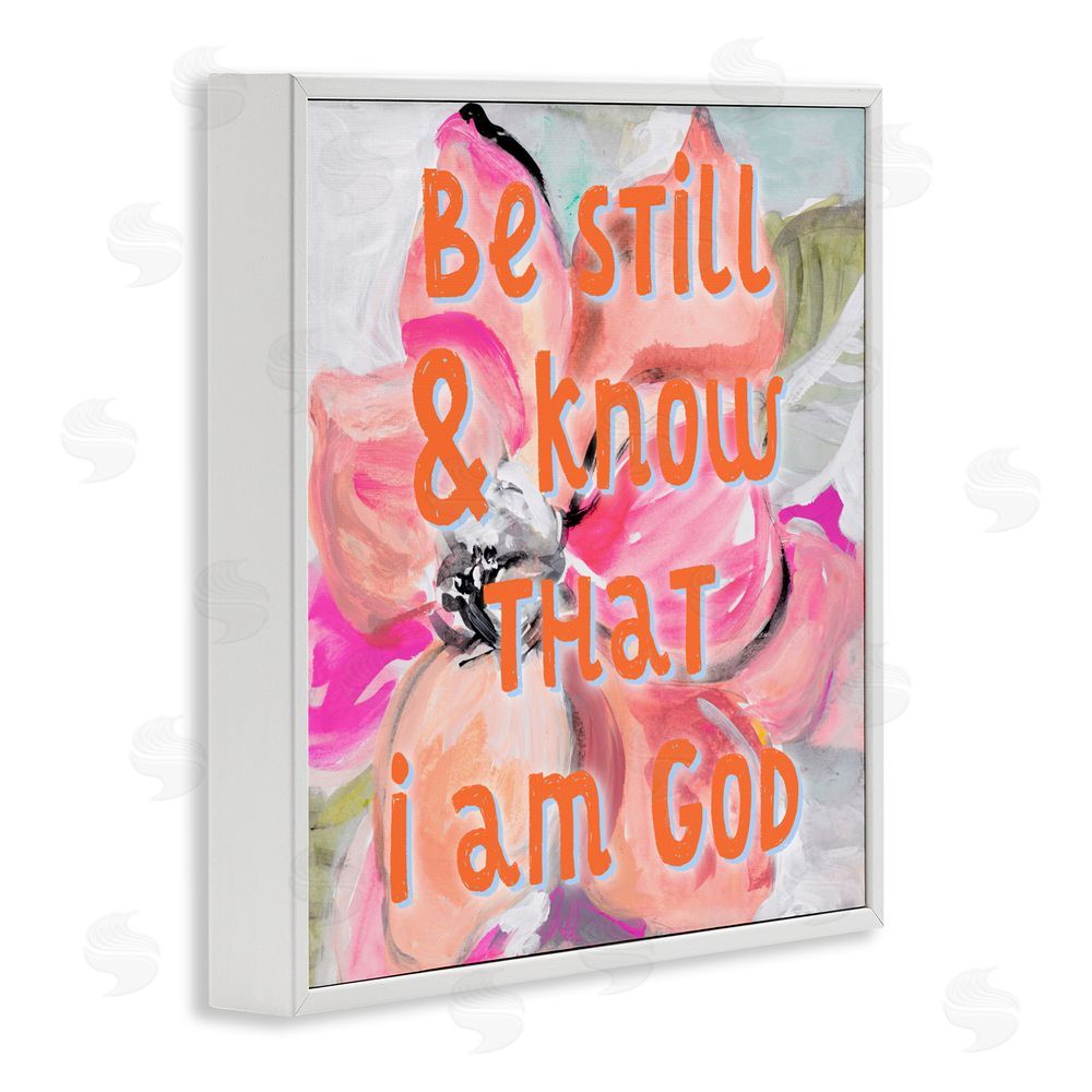 Sundance Graphics Bright Be Still Scripture White Framed Giclee Wall Art Print