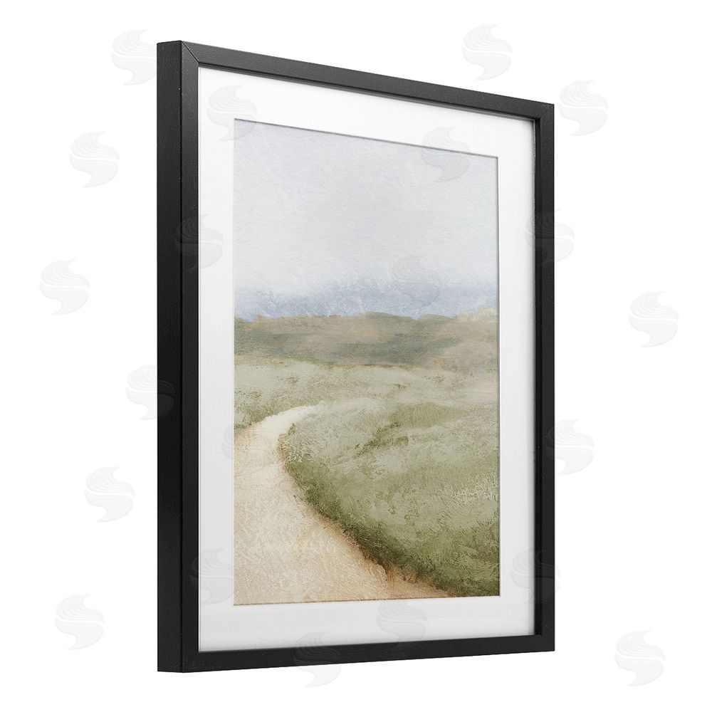 Sundance Graphics Green Pasture Quiet Landscape Black Framed Print Under Glass Wall Art
