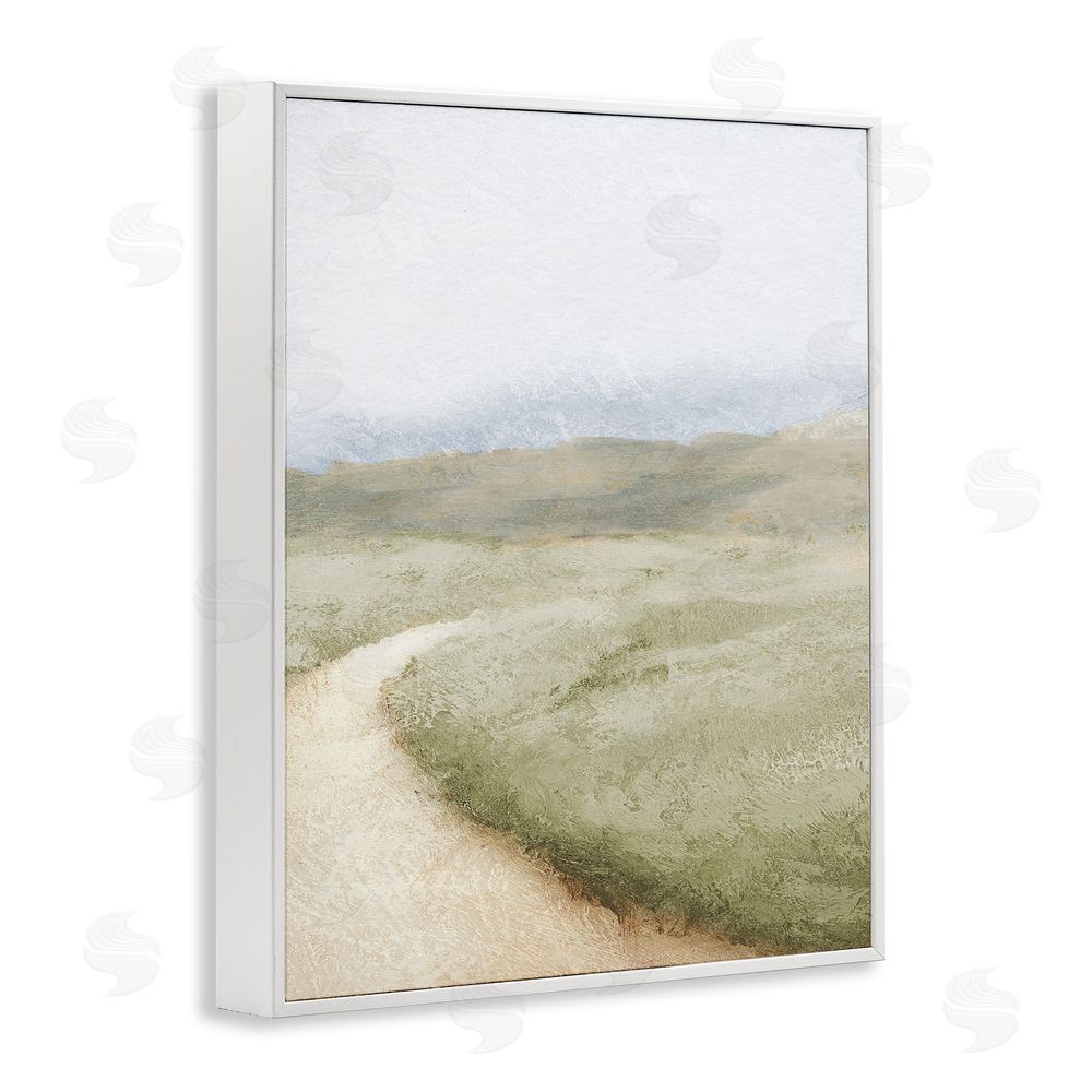 Sundance Graphics Green Pasture Quiet Landscape White Framed Giclee Wall Art Print