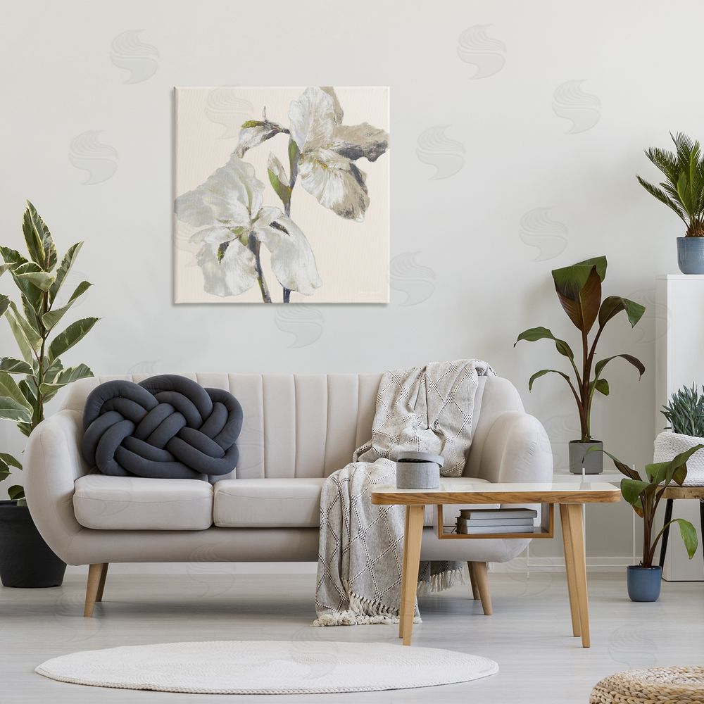 Sundance Graphics Irises Soft Beige Canvas Wall Art Print in Room