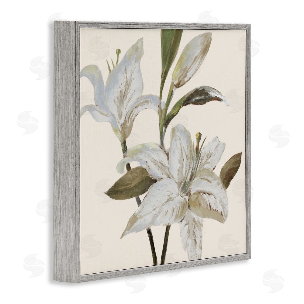 Sundance Graphics Lilies Soft Beige Gray Framed Giclee Wall Art Print