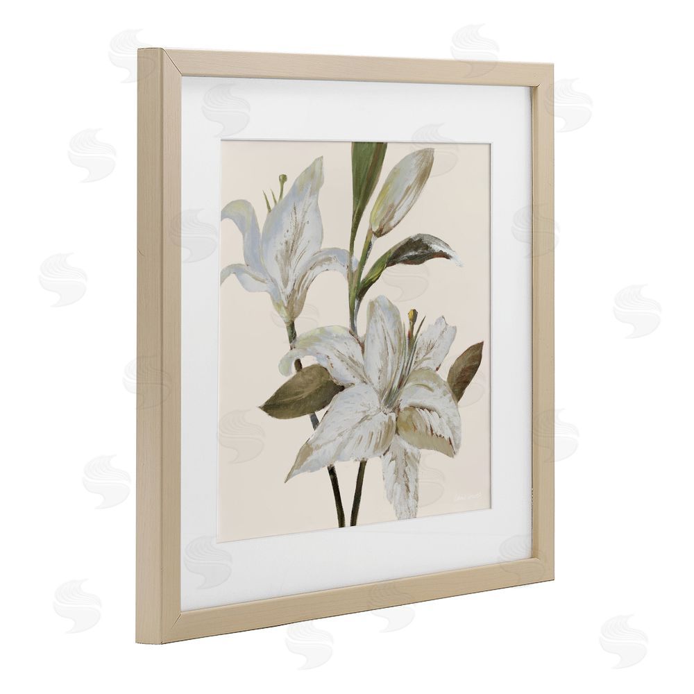 Sundance Graphics Lilies Soft Beige Birch Framed Print Under Glass Wall Art