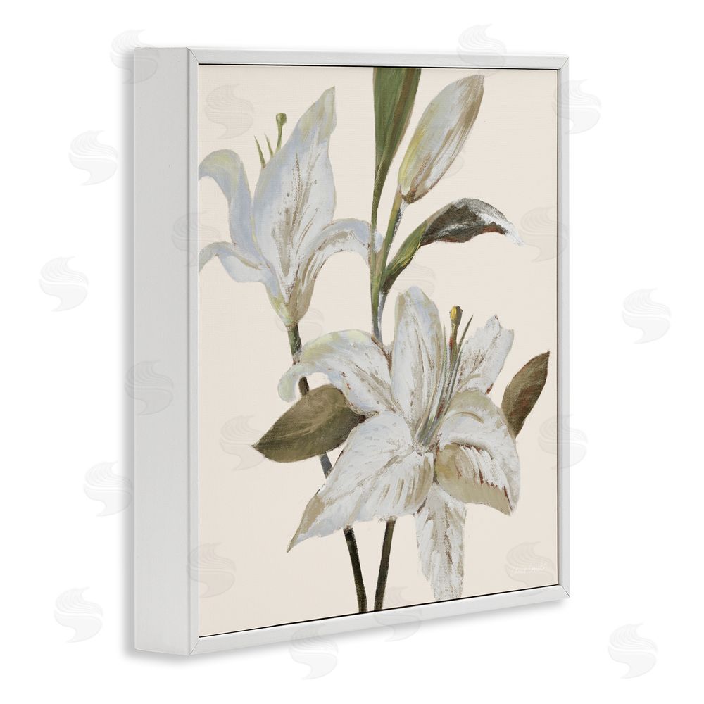 Sundance Graphics Lilies Soft Beige White Framed Giclee Wall Art Print