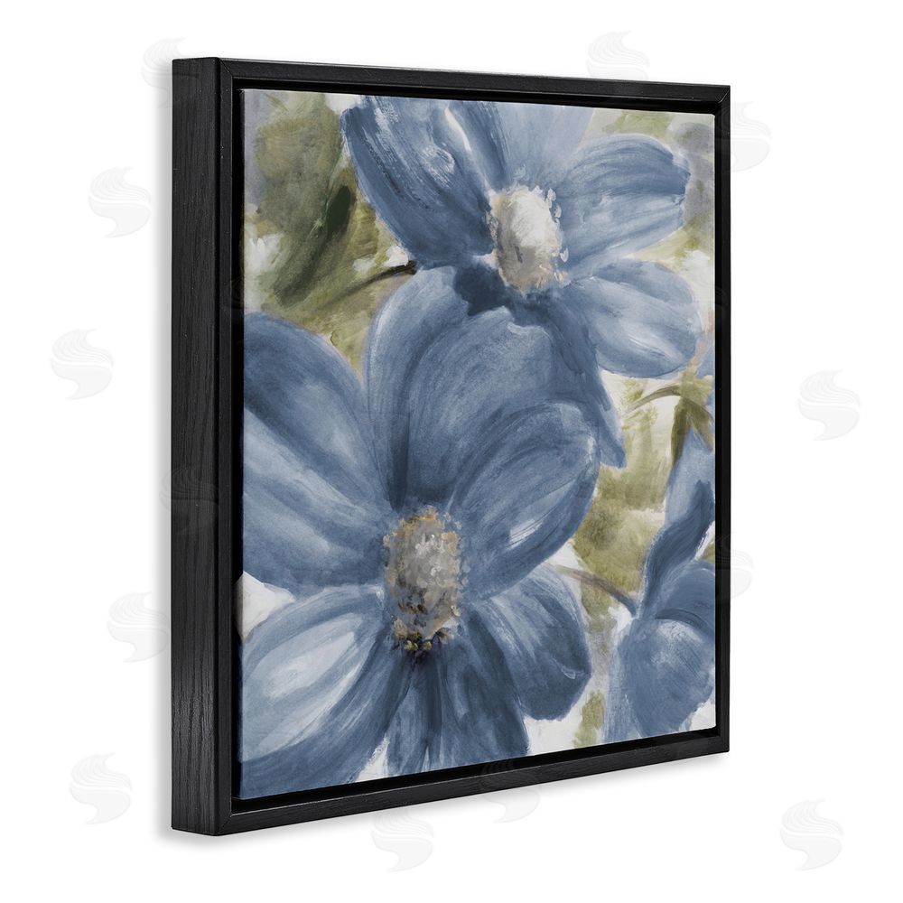 Lanie Loreth Walk In Beauty Blue Flowers Black Floating Frame Canvas Wall Art Print