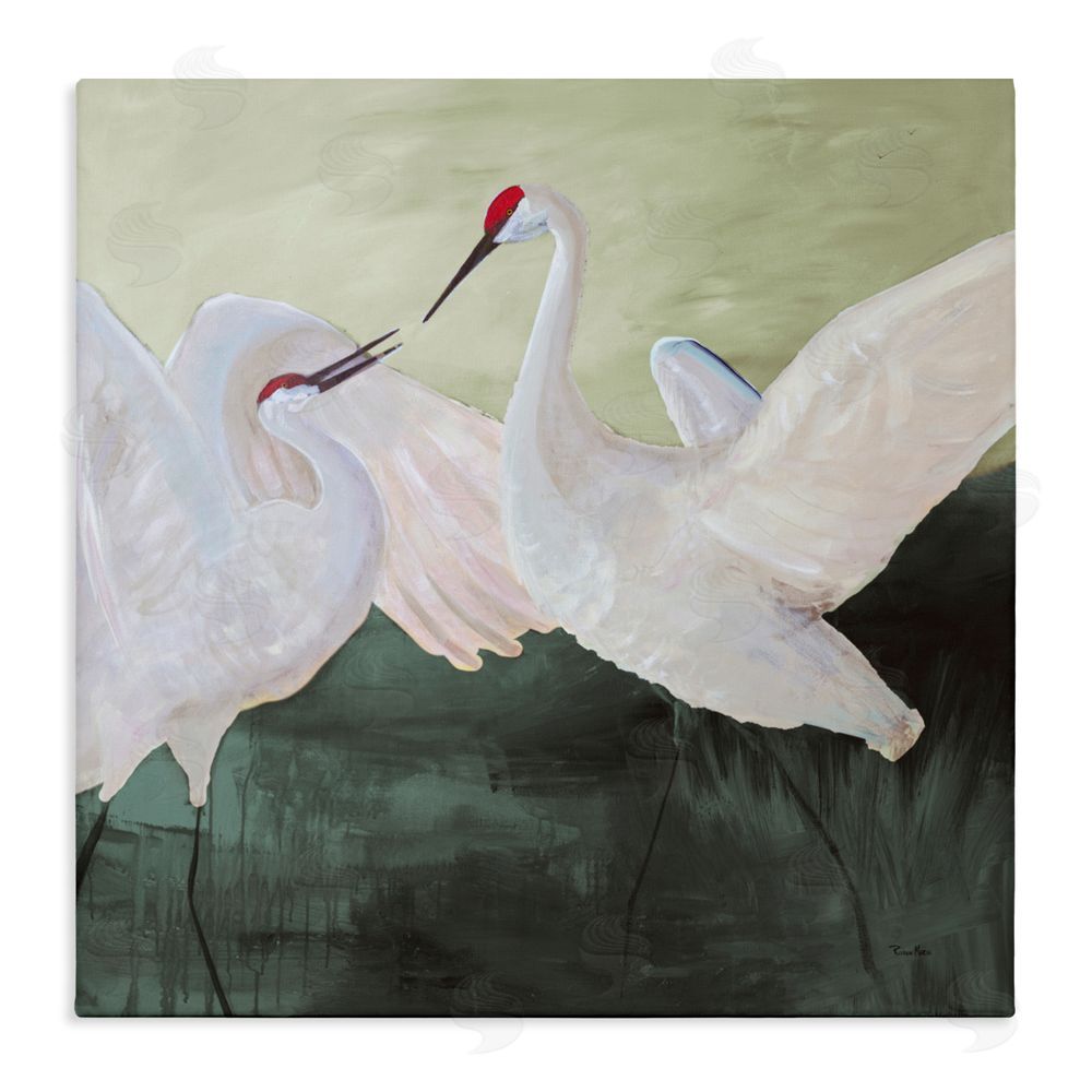 Robin Maria White Sandhill Cranes Stretched Canvas Wall Art Print