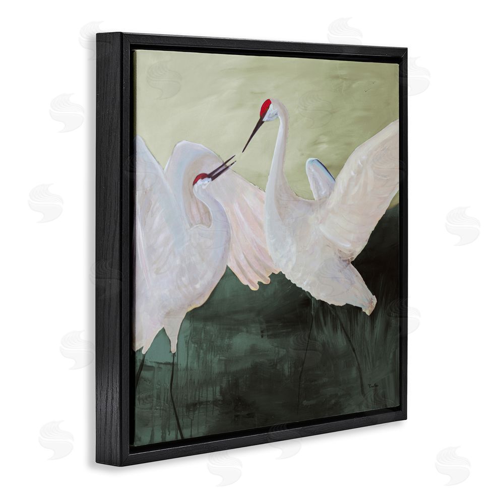 Robin Maria White Sandhill Cranes Black Floating Frame Canvas Wall Art Print