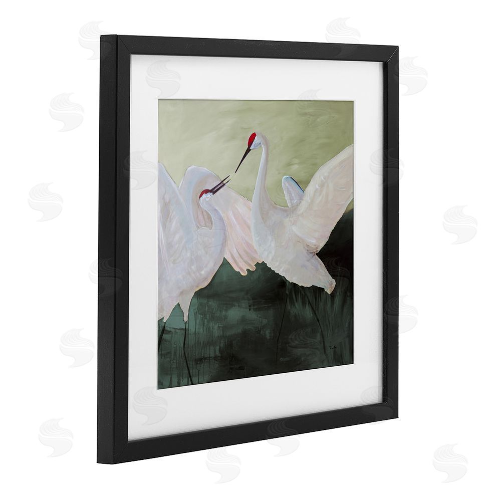 Robin Maria White Sandhill Cranes Black Framed Print Under Glass Wall Art