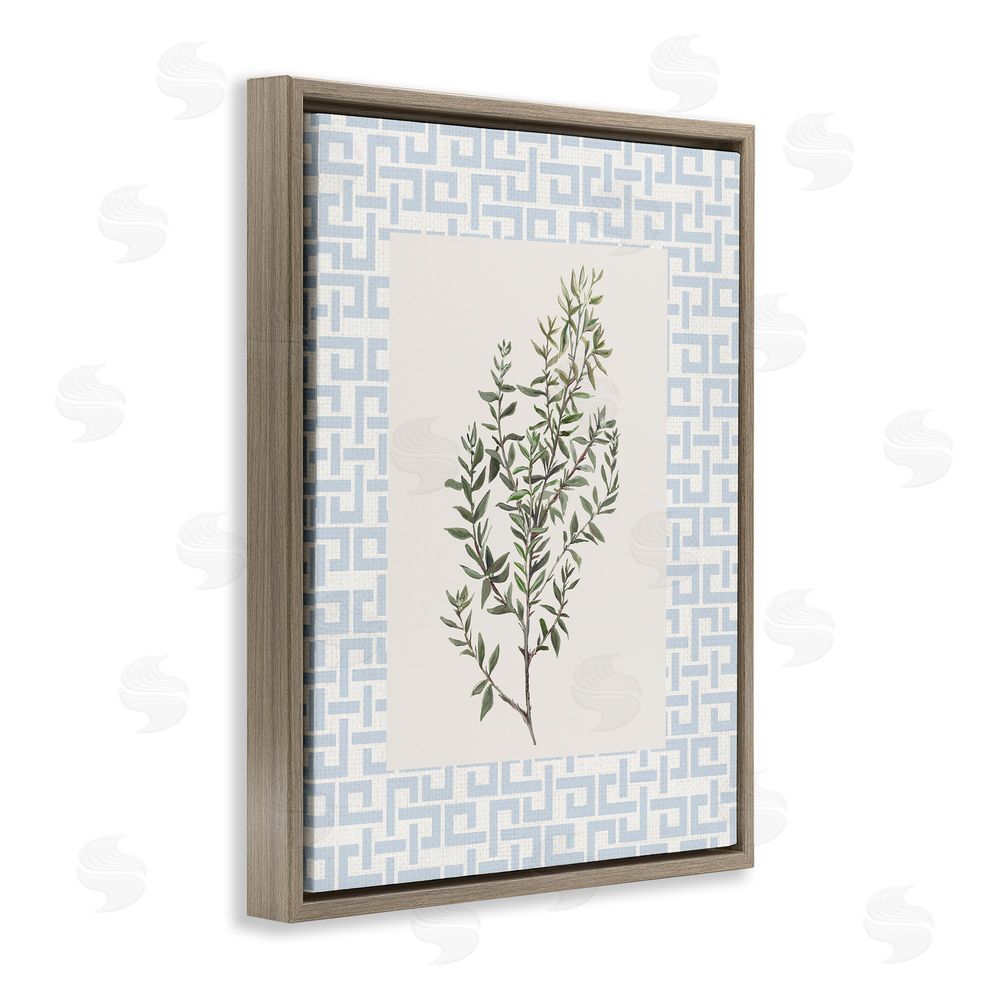 Sundance Graphics Leafy Herb on Geometric Brown Floating Frame Canvas Wall Art Print