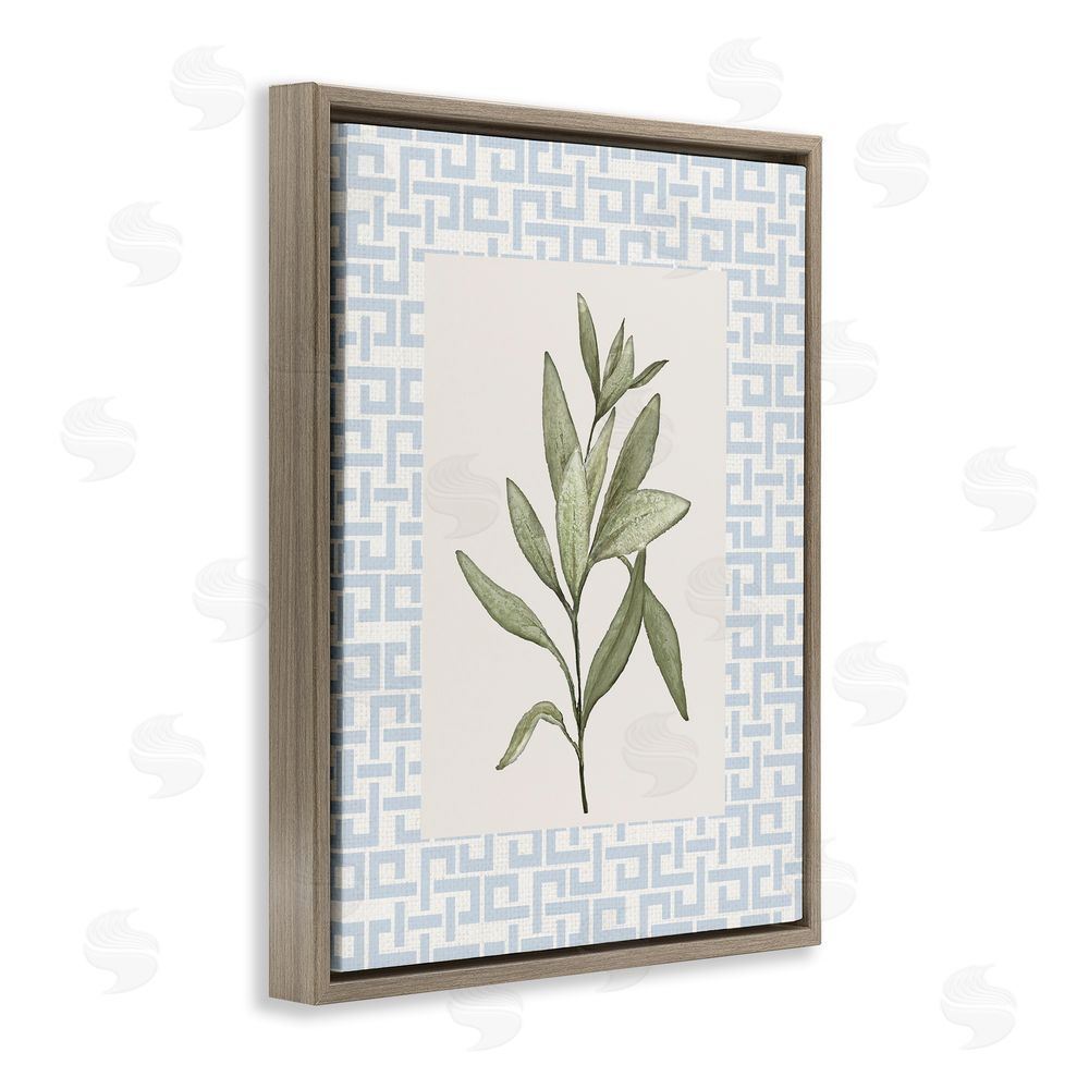 Sundance Graphics Leafy Fresh Herb Brown Floating Frame Canvas Wall Art Print