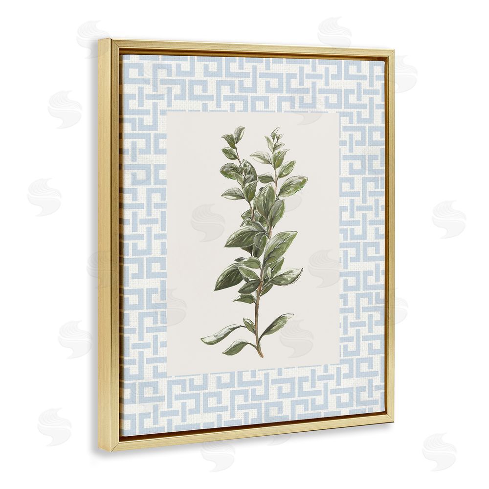 Sundance Graphics Fresh Herb on Geometric Gold Floating Frame Canvas Wall Art Print