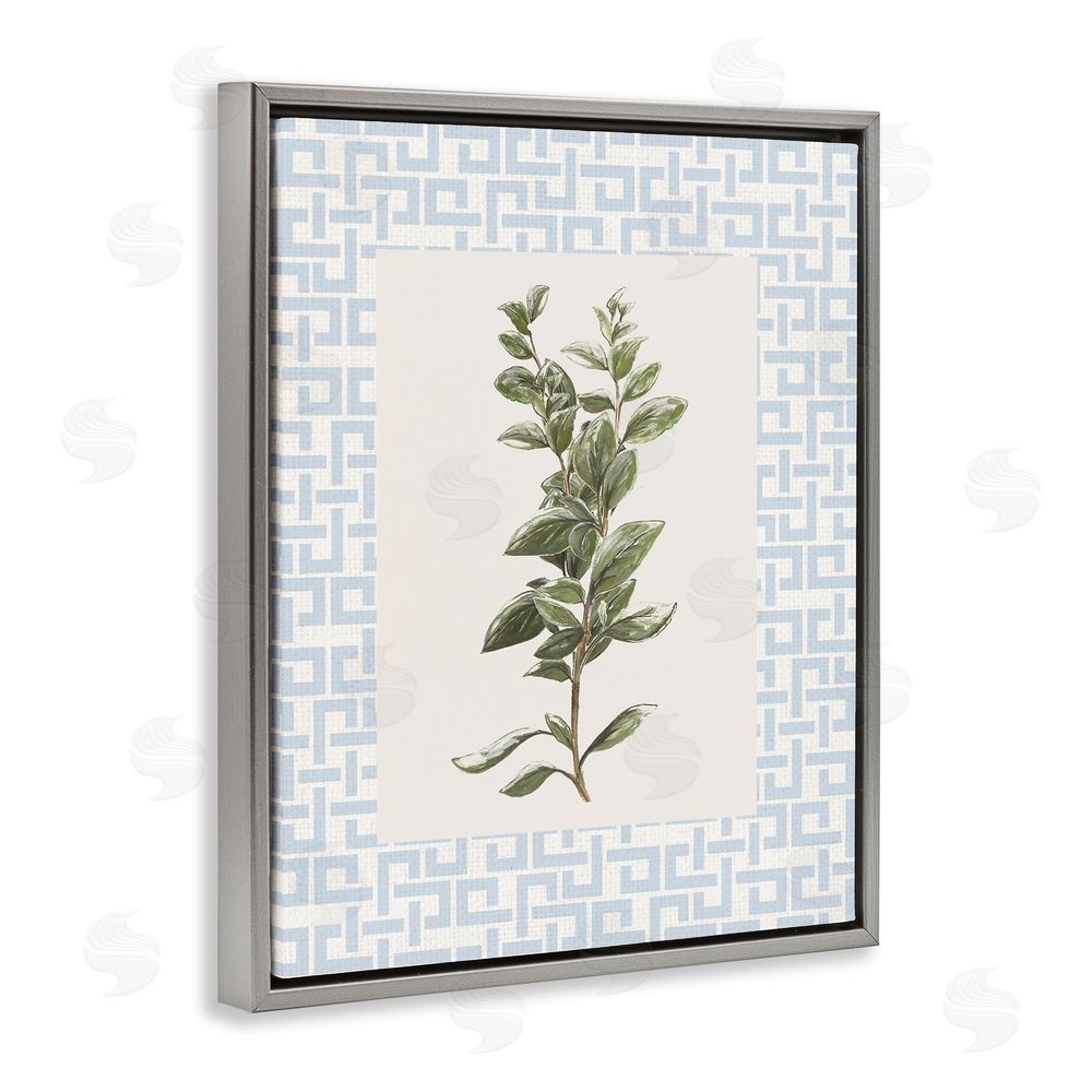 Sundance Graphics Fresh Herb on Geometric Gray Floating Frame Canvas Wall Art Print