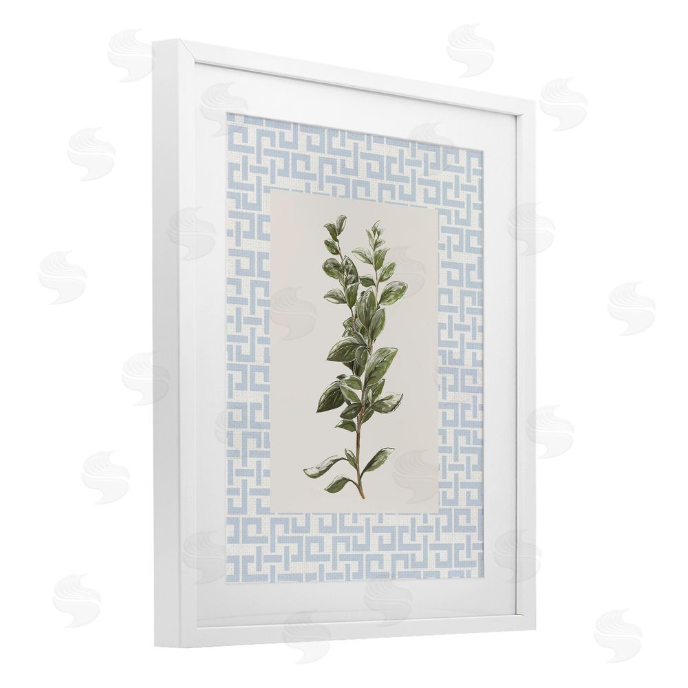 Sundance Graphics Fresh Herb on Geometric White Framed Print Under Glass Wall Art